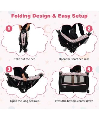 Pack & Play Baby Diaper Changing Table 4 in 1 Portable Foldable with Mattress Carrying Bag