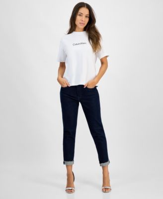 Футболка с логотипом Calvin Klein Jeans и платье-комбинация из саржи