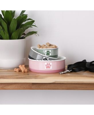 Black Striped Paw Patch Pet Bowl Set/2