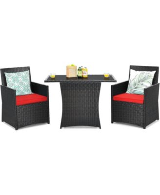 3-Piece Patio Dining Set with PE Rattan and Cushions for Outdoor Living
