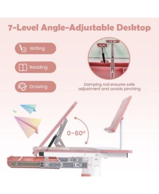 Height-Adjustable Kids Desk with Tilt Desktop and Book Stand