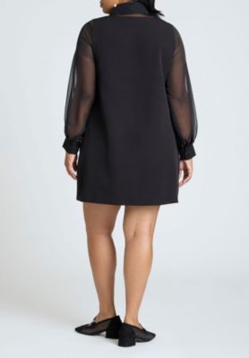 Women's Sheer Sleeve Shirt Dress