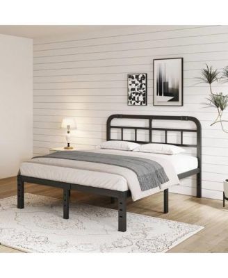 Heavy-Duty Metal Platform Bed Frame with Headboard Support – No Box Spring Needed, Noise-Free Design
