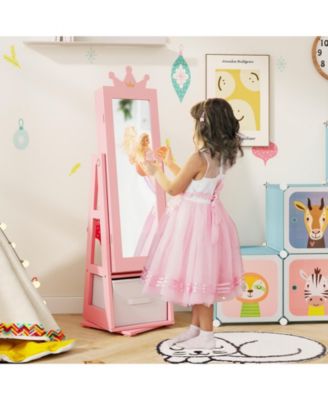 Kids Jewelry Armoire Cabinet with Large Storage Capacity and Swivel Base