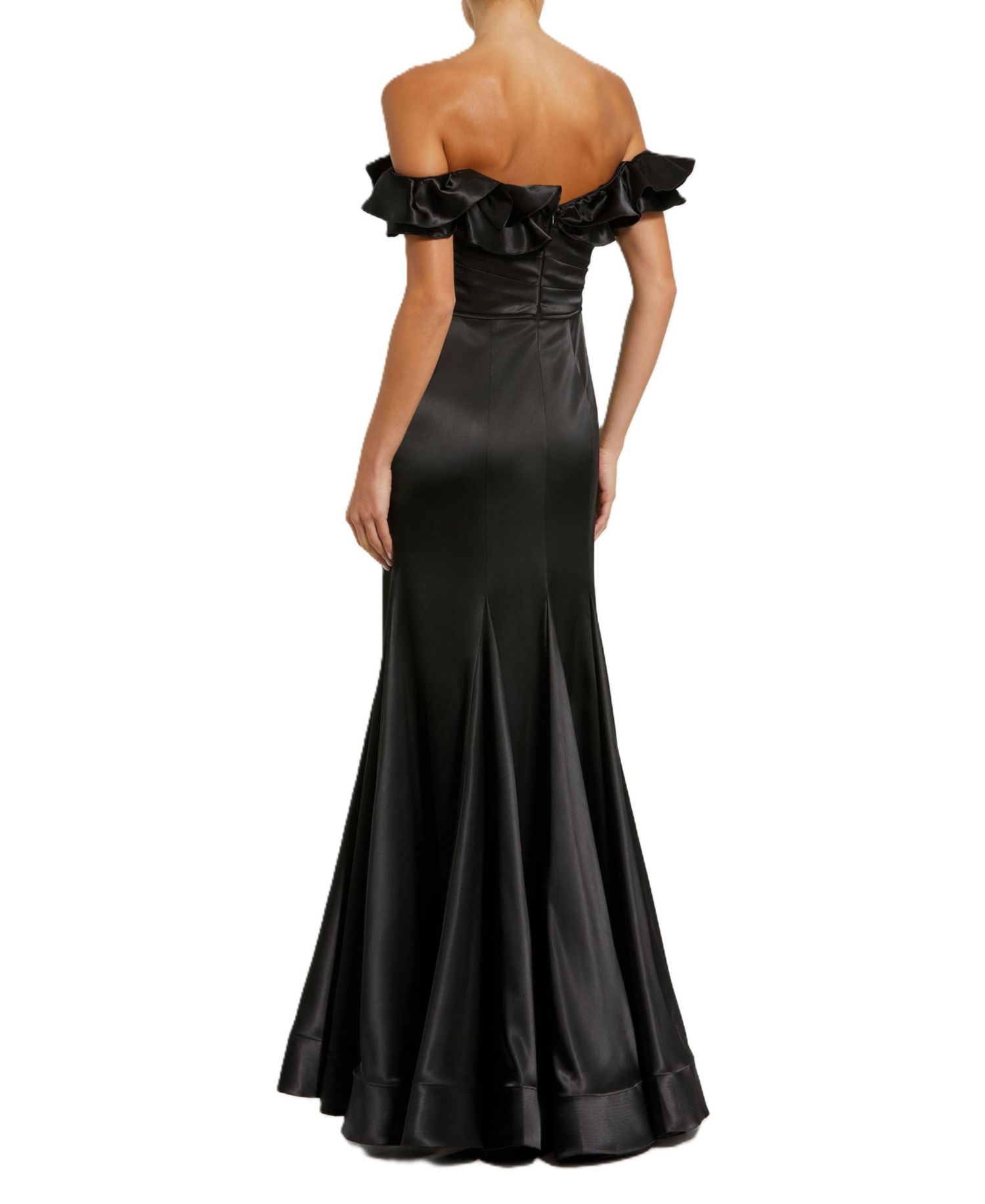 Women's Satin Ruffle Off the Shoulder Mermaid Gown