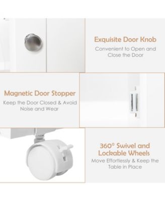 Folding Sewing Table Shelves Storage Cabinet Craft Cart with Wheels