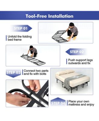 King Size Folding Steel Platform Bed Frame for Kids and Adults-King Size
