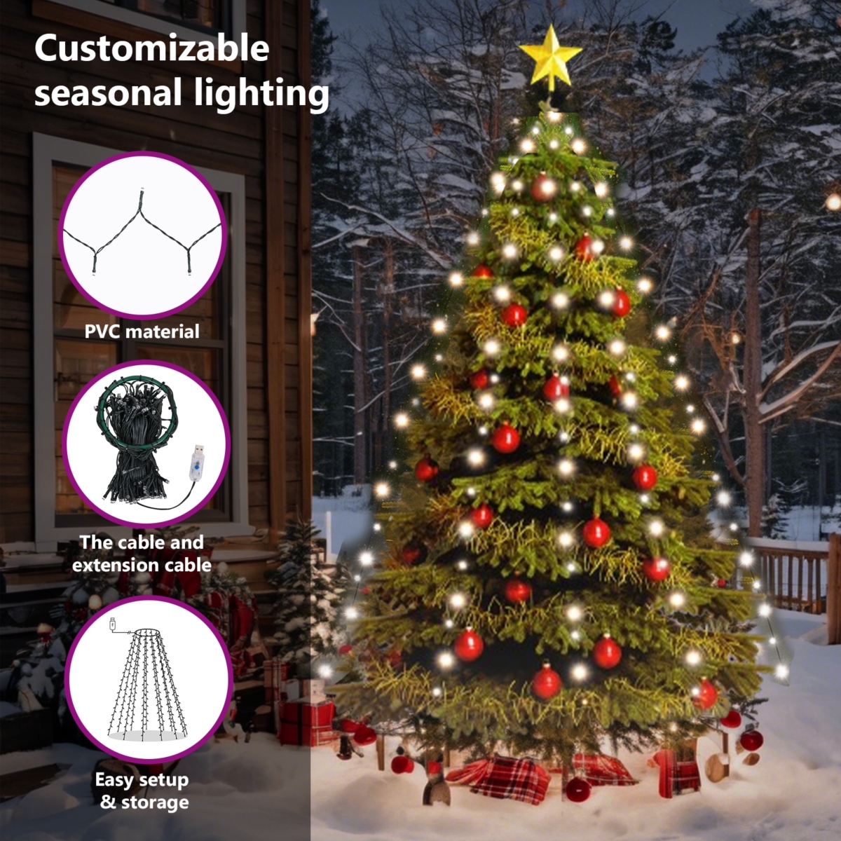 vidaXL Christmas Tree Net Lights with 180 LEDs Cold White 70.9