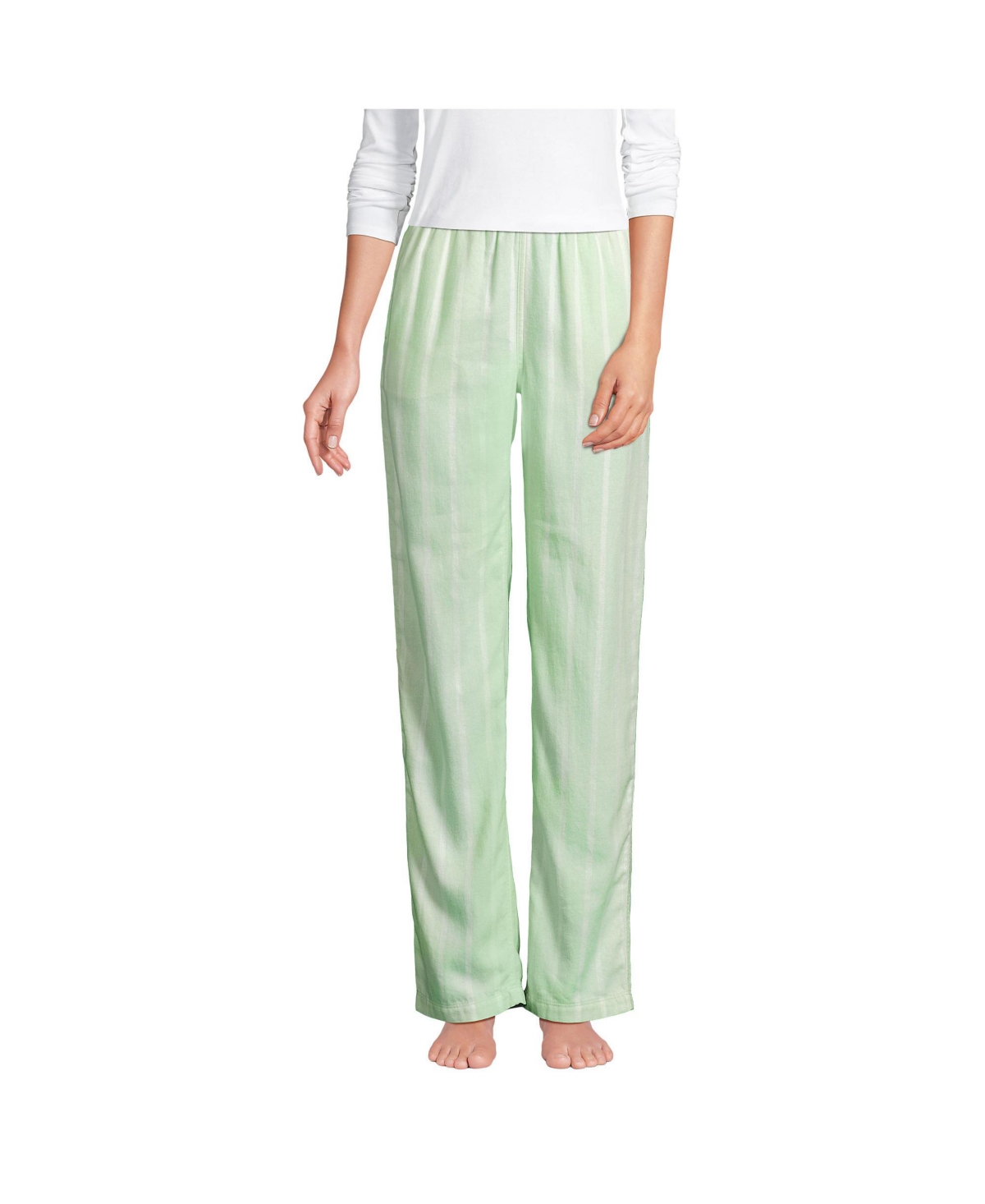 Women's Tall Print Flannel Pajama Pants - Icy mint green stripe