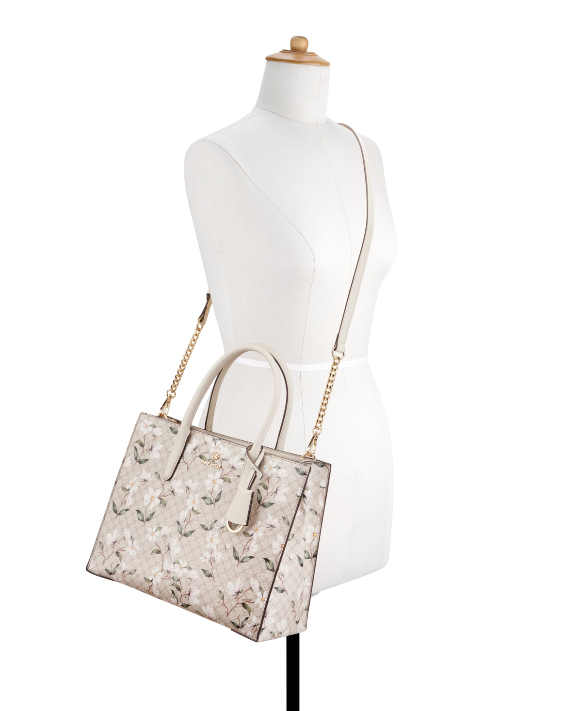 Shop Nine West Shoulder Strap Siera Shopper Bag In Floral Logo Milk