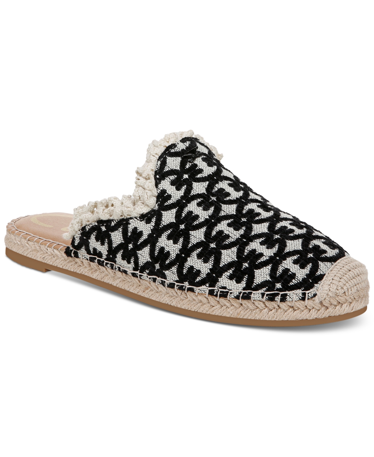 Circus Ny By Sam Edelman Mallory Ruffle Mule Slides In Black,natural Logo