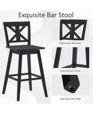 Set of 2 360-Degree Swivel Bar Stools for Home Restaurant