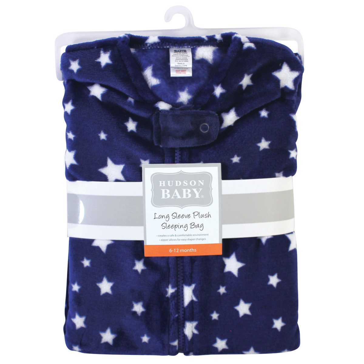 Hudson Baby Baby Boys Hudson Plush Sleeping Bag, Sack, Blanket, Navy Stars
