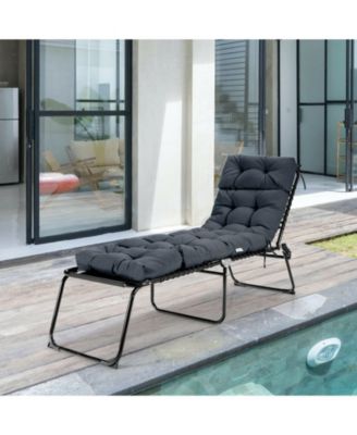 Outdoor Lounge Chaise Cushion with String Ties for Garden Poolside 73" x 22" x 4"