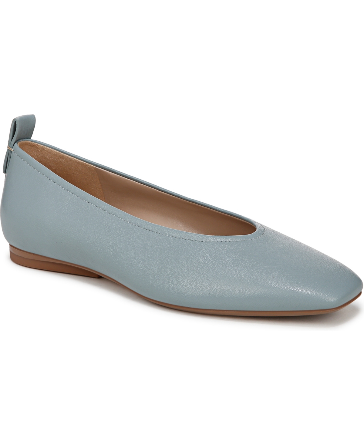Naturalizer Carla Square Toe Ballet Flats In Powder Blue Leather