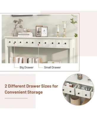 60 Inch Long Sofa Table with 4 Drawers and Open Shelf for Living Room