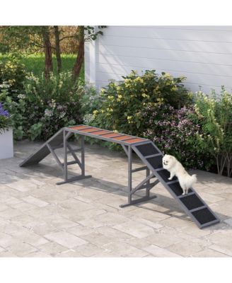 Dog Agility Equipment Ramp with Safety Bar, Non-slip Surface,