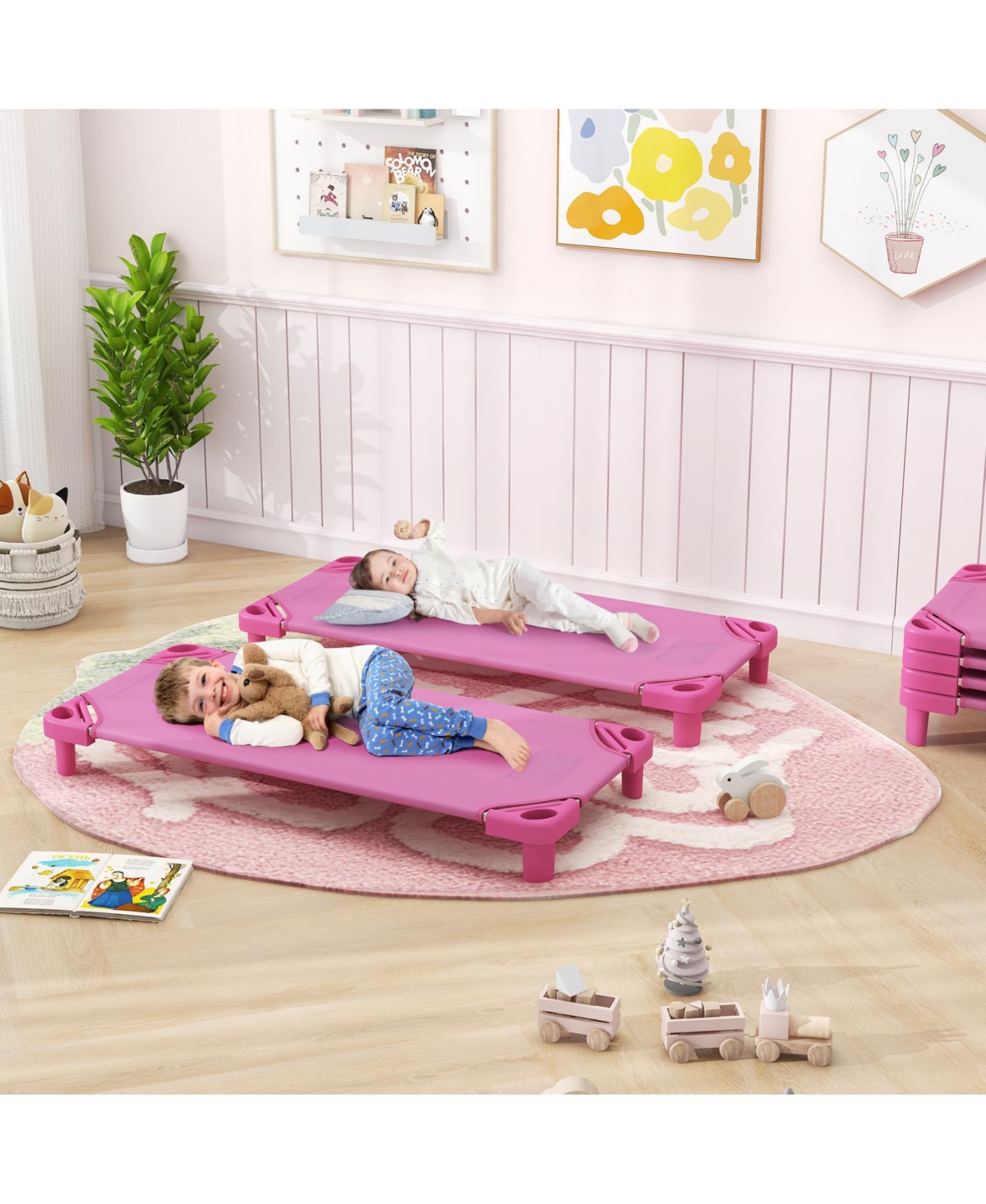 Gouun Kids Stackable Daycare Cot Pack of 6 with Detachable Oxford Cloth