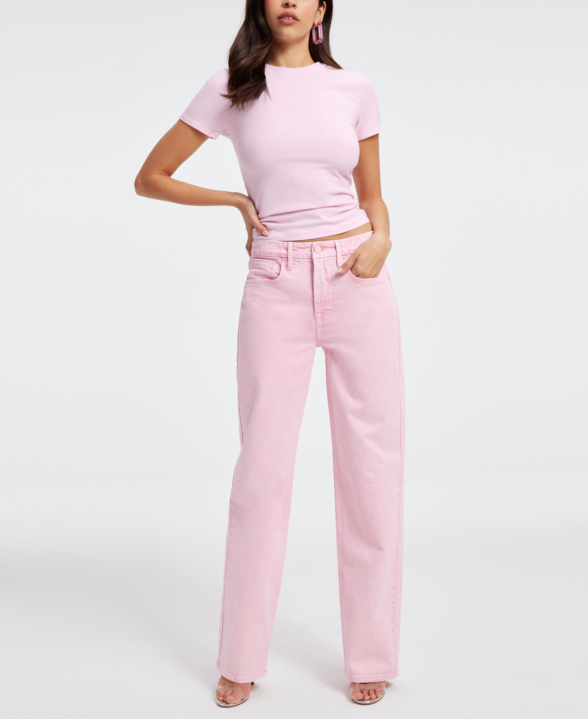 Shop Good American Women's Super Stretch Baby T-shirt In Rose Quartz