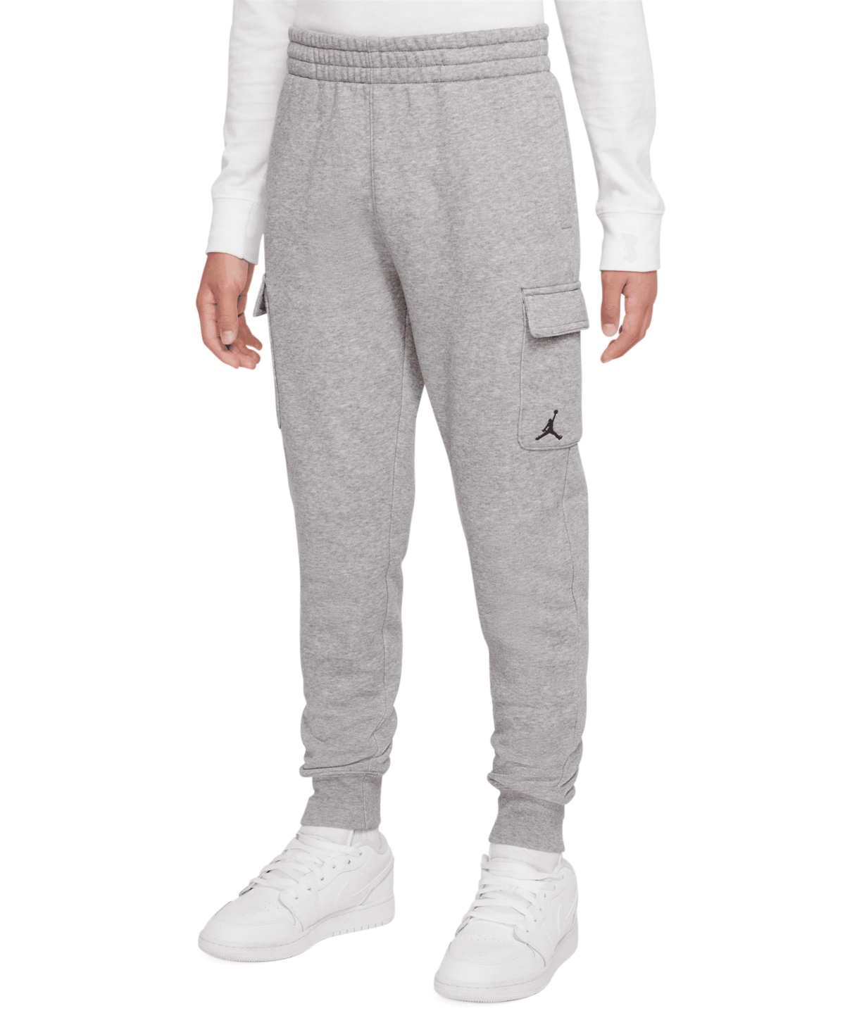 Jordan Big Boys Fleece Cargo Pants In Carbon Heather
