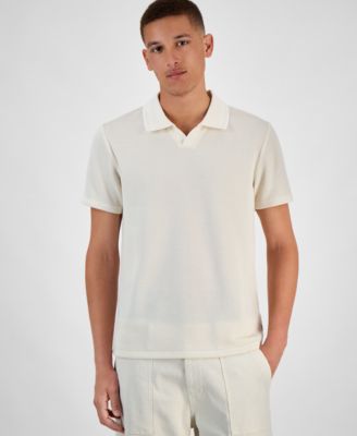 GUESS - Men's Dante Rib Knit Short-Sleeve Polo Shirt