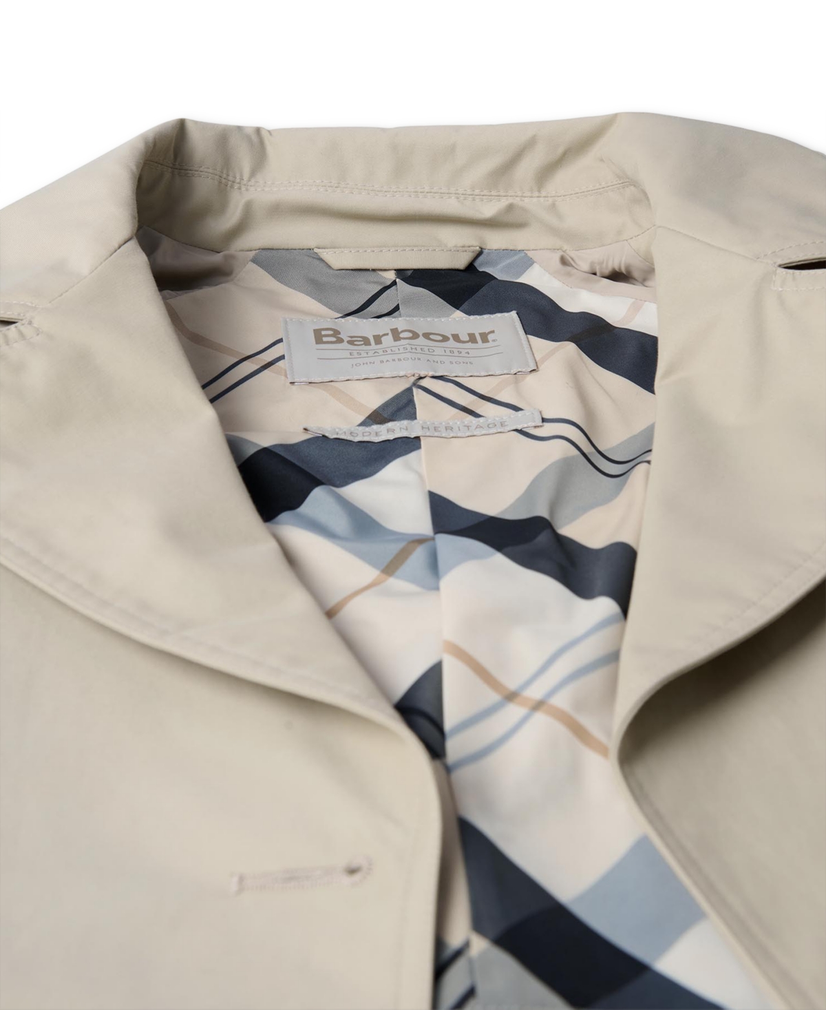 Barbour Women's Maisy Short Double-breasted Trench Coat In Light Sand,safari Tartan