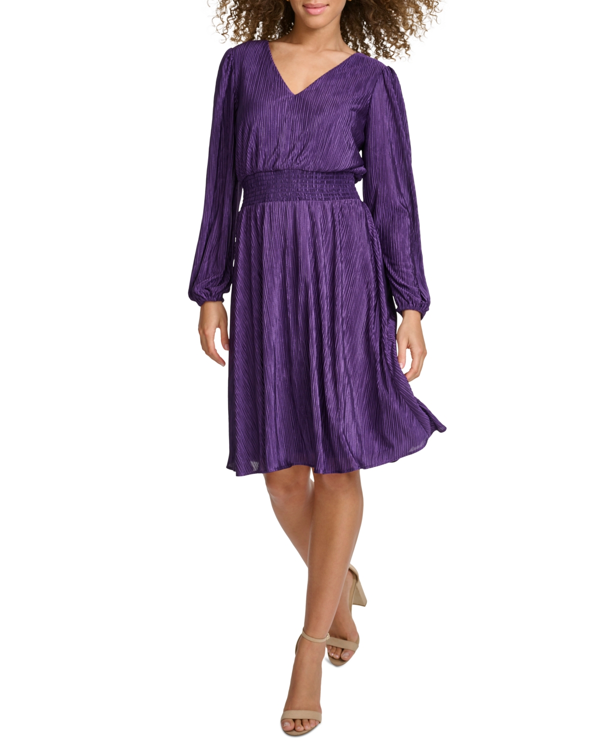V-Neck Dress - Eggplant