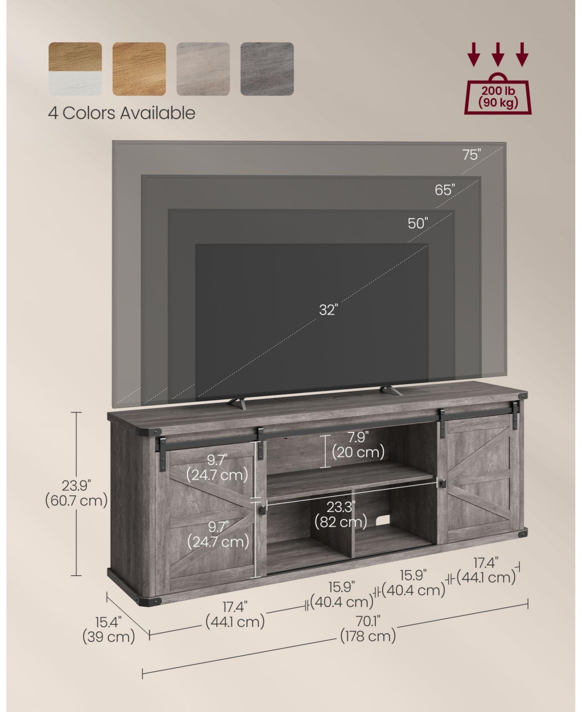 Slickblue 23.9-Inch High Tv Stand for TVs Up to 75 Inches Modern Storage Solutions for Living Room