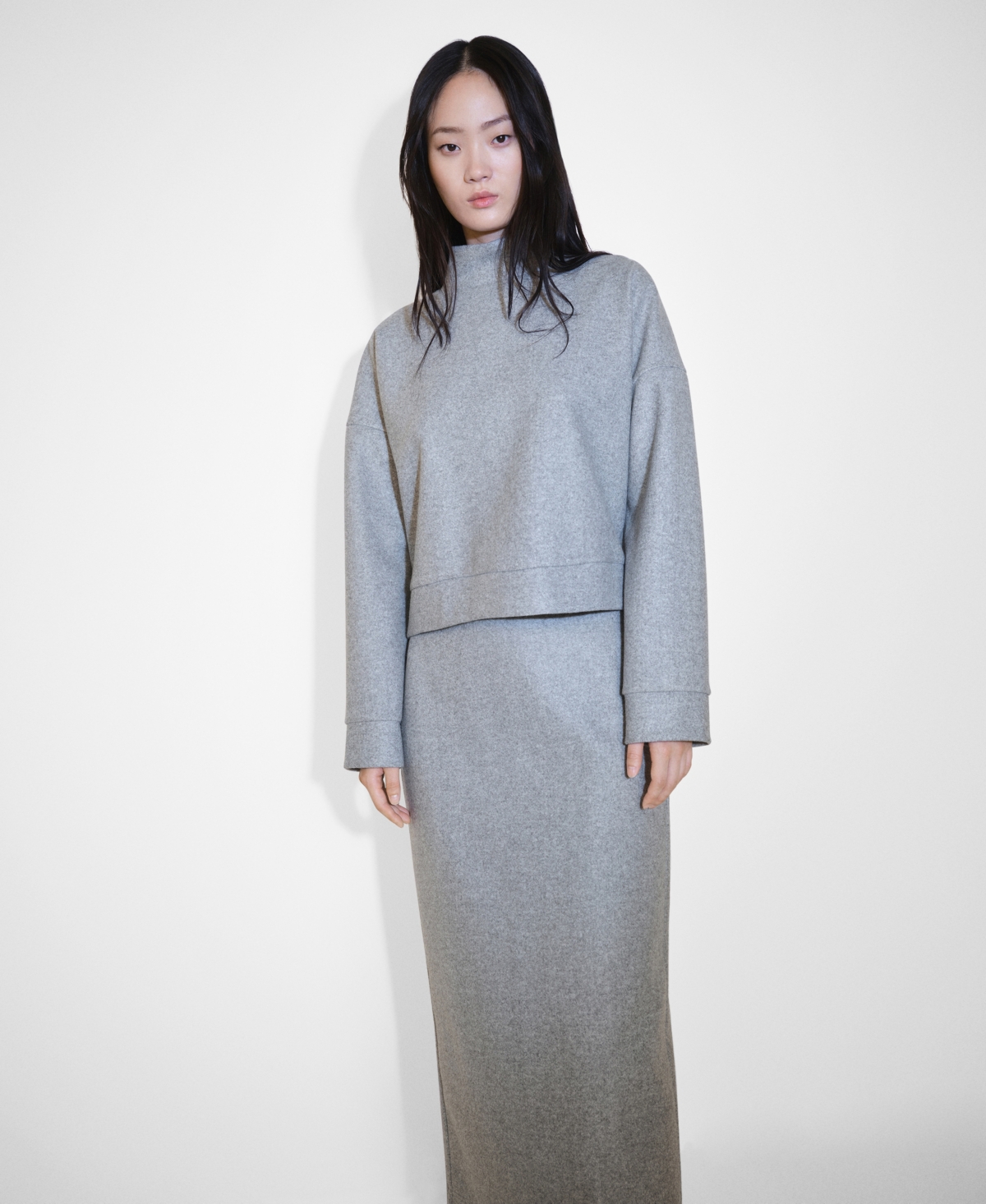 Mango Women's Turtleneck Plush Sweatshirt In Gray