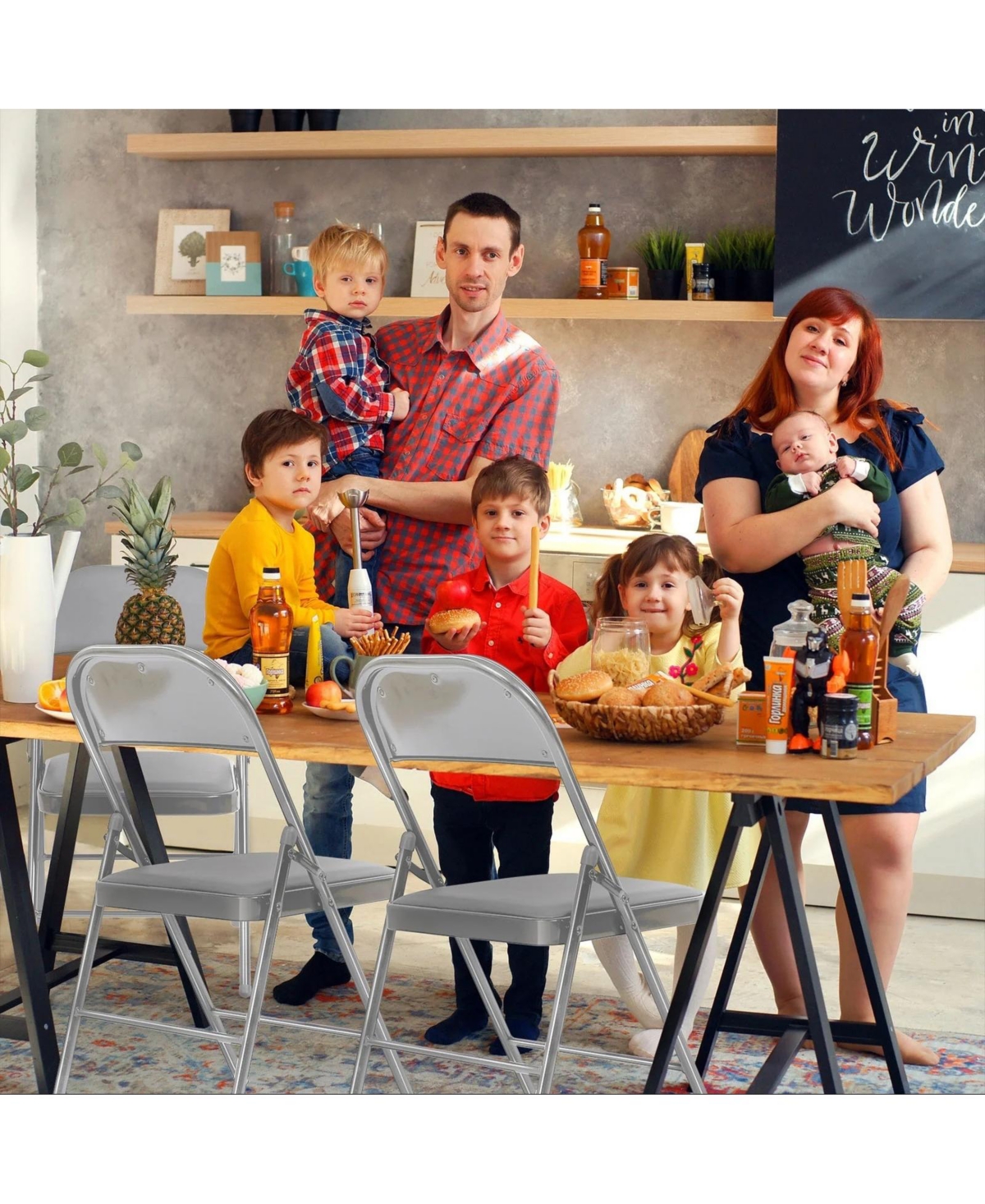 6-Pack Folding Chair Set with Vinyl Padded Seat for Outdoor & Indoor