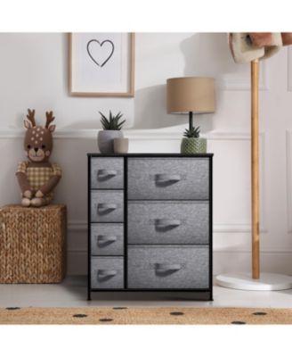 Dresser with 7 Drawers - Storage Chest Organizer with Steel Frame, Wood Top, Handles, Fabric Bins