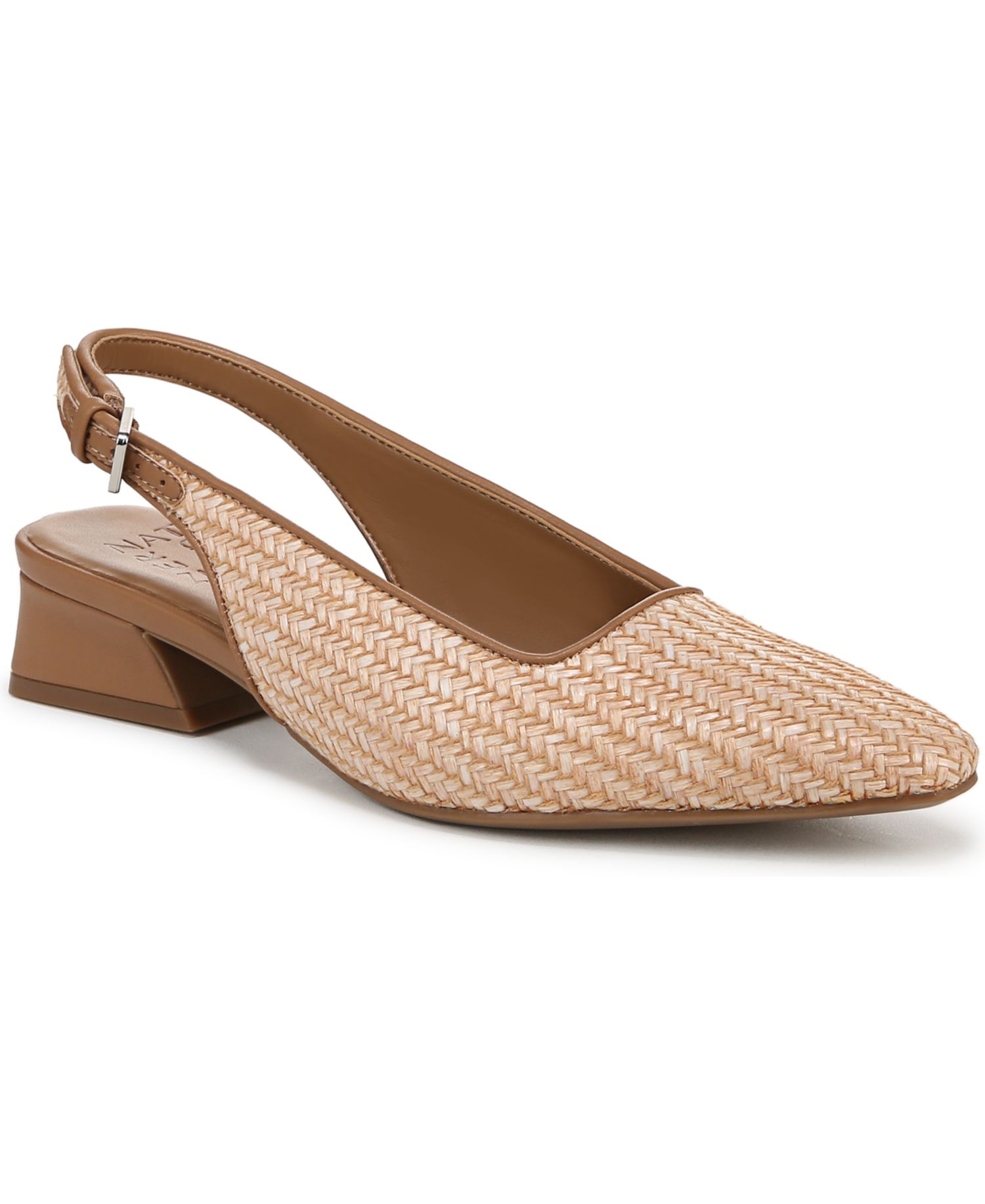 Women's Ginger 2 Snip Toe Asymmetrical Low Block Heel Slingbacks