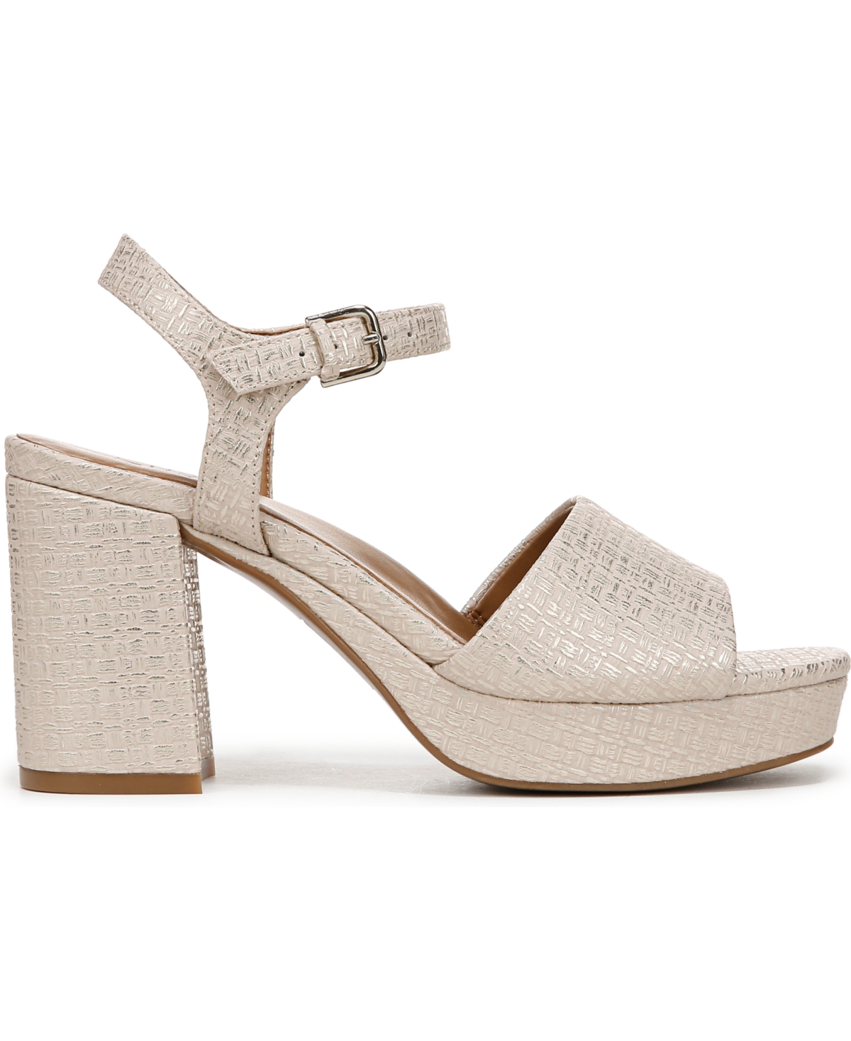 Naturalizer Lilly Block Heel Platform Sandal In Tan,gold Faux Leather