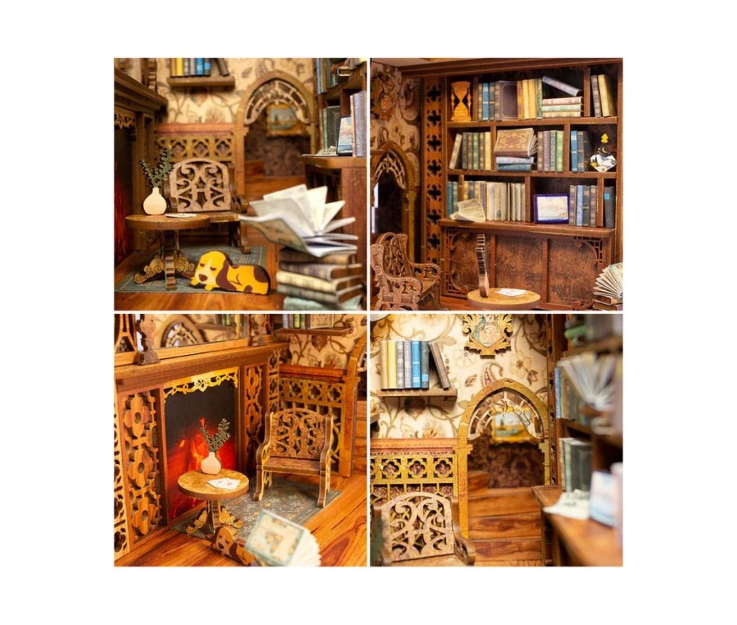 Двухэтажный миниатюрный кукольный DIY-домик Cutebee Eternal Bookstore с LED, 14+, цвет: Коричневый — фото 7