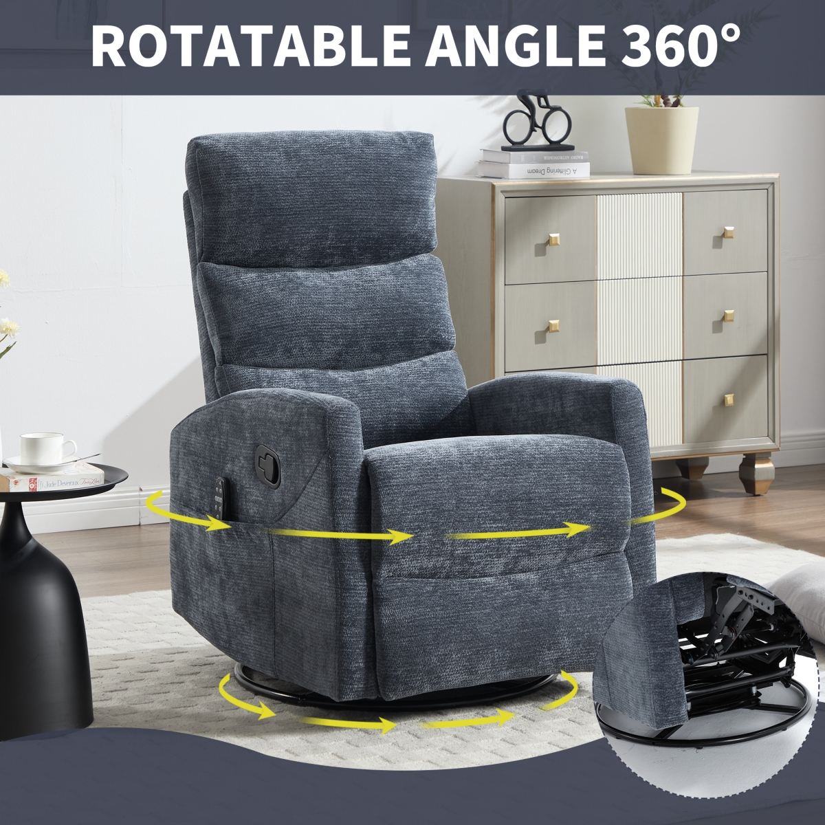 Mondawe Swivel and Rocker Power Recliner Chair, with Usb Type-c Ports