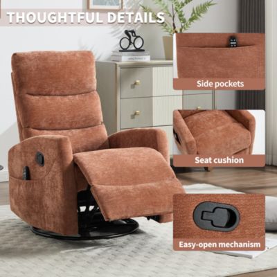 Massage Recliner - 360° Swivel & Heat Rocking Chair