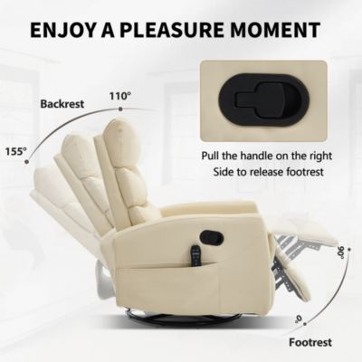 270° Power Swivel Recliner - Electric Glider with USB Ports