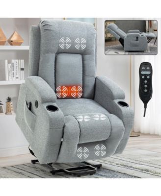 Up to 350 LBS Power Lift Recliner Chair, with Massage and Heating, USB, Cup Holders