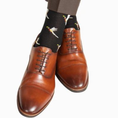 TRAFALGAR Mens Birds of a Feather Mercerized Cotton Mid-Calf Socks 5190₽