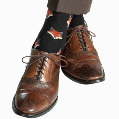 Trafalgar What Did The Fox Say Mid-Calf Mercerized Cotton Novelty Socks (1 Pair)