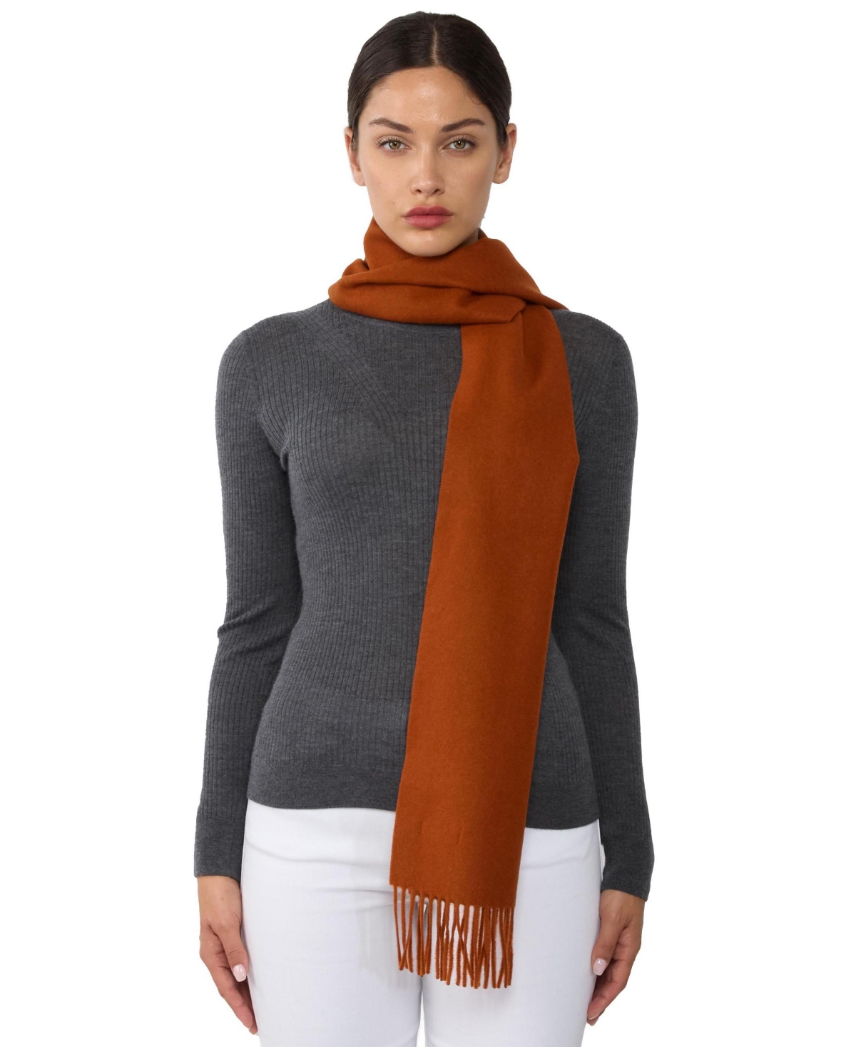 100% Cashmere Scarf for Women - Grey plaid