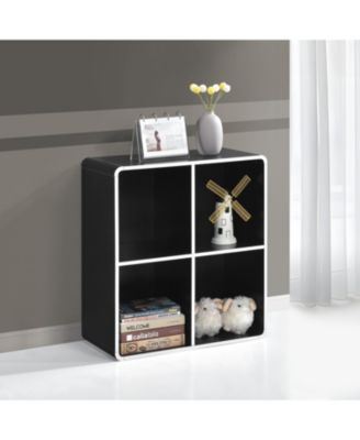 Dothan Wood 4-Cubed Open Bookcase - Storage Shelf Organizer Bookshelf