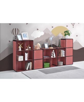 Dothan Wood 4-Cubed Open Bookcase - Storage Shelf Organizer Bookshelf