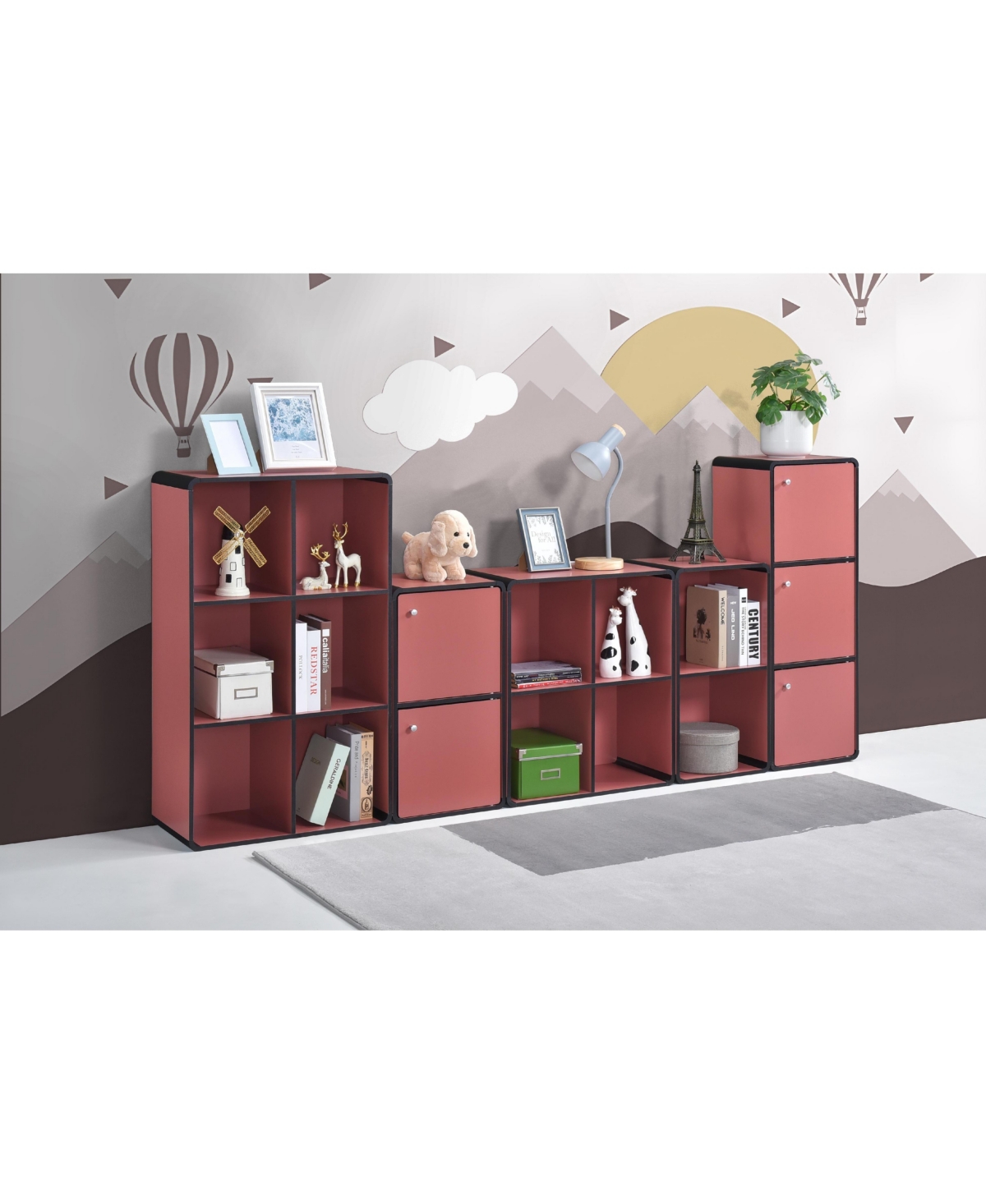 Kings Brand Furniture Dothan Wood 4-Cubed Open Bookcase - Storage Shelf Organizer Bookshelf