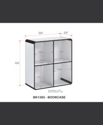 Dothan Wood 4-Cubed Open Bookcase - Storage Shelf Organizer Bookshelf