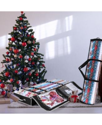 Wrapping Paper Storage Container - Christmas Storage Bag with Interior Pockets - Gift Wrapping Organizer Storage Fits Up to 22 Rolls of 40" - Tear Proof  Wrapping Paper Organizer