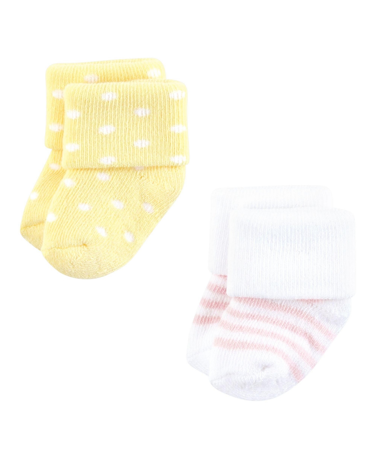 Hudson Baby Baby Girls Hudson Cotton Rich Newborn and Terry Socks, 0-6 Months - Lemon daisy