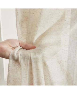 Lena Burlap Flax Linen Semi Sheer Privacy Sun Light Filtering Transparent Window Tab Top Thick Curtains Drapery Panels 2 Panels