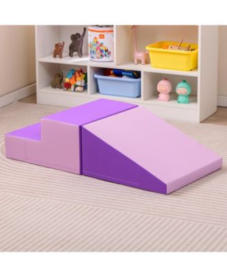 2-Piece Step and Slide Climber for Infants and Toddlers Baby Soft Play Set Foam Blocks