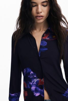 Women's Gathered floral fluid shirt